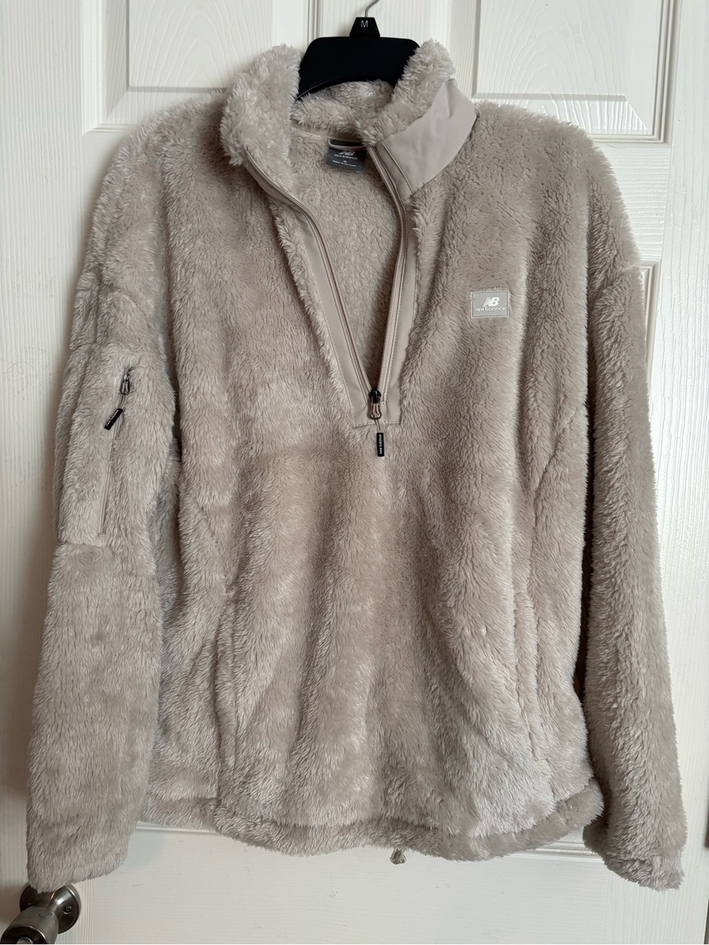 New Balance Women’s Plush Half-Zip Pullover Sweater - Taupe Gray